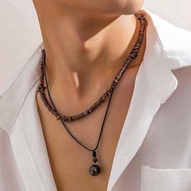 Necklace for Men Puka Shell Necklace Men Mens Necklace Seashell Clay Bead Necklace Gifts for Men Summer Stuff