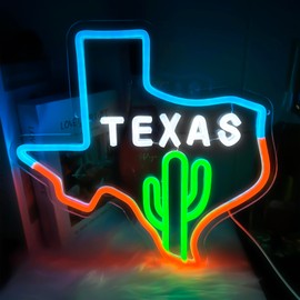 Texas Neon Sign Cactus Light Signs for Wall Decor LED Cowboys Lights up Signs for Man Cave Bar Pub Bedroom Neon Western Signs Gift for Men Boys Birthday Wall Art