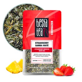 Tiesta Tea - Strawberry Samba Mate - Strawberry Hibiscus Mate Tea - Loose Leaf Tea Blend - High Caffeinated Fruit Tea - Make Hot or Iced Tea Up to 25 Cups - 2 oz Resealable Pouch