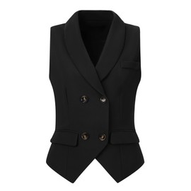 Allegra K Women's Sleeveless Suit Vest, Elegant, Double Breasted, Black