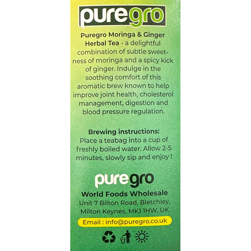 Puregro Moringa & Ginger Tea 40g (20 TEA BAGS) |