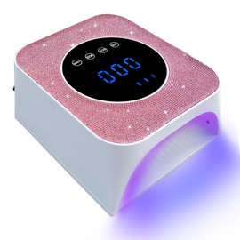 UV Light for Gel Nails Cordless LED Nail Lamp Rechargeable 72W Bling Nail Dryer for Gel Nail Polish Salon & Home Use nail  drill Manicure Rhinestone Glue - Colour: Pink