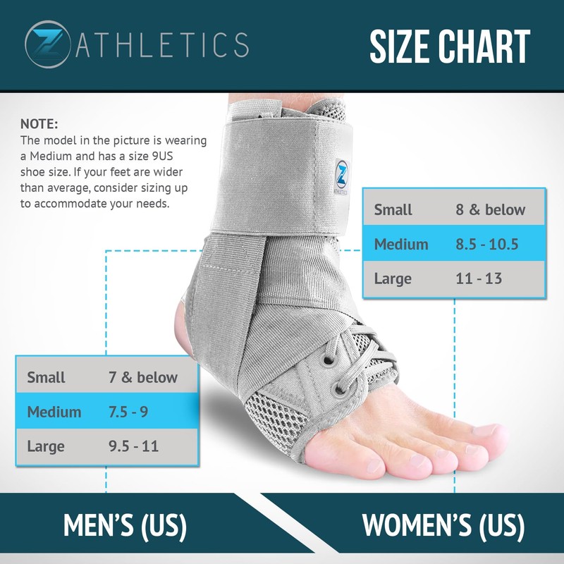 Z ATHLETICS Zenith Ankle Brace, Lace Up Adjustable Support –