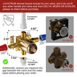 Lavatrum Premium Tub Shower Faucet Set With Valve High-Pressure Balancing Wall-mount 8 Inch Round Gold Shower Head And Tub Spout For Barthroom (1.8GPM)