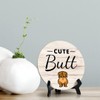 Round Cute Butt, Light Wood Color Bathroom Table Sign with