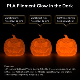 AMOLEN 3D PLA Printer Filament, 1.75mm Glow in The Dark Orange PLA Filament for 3D Printing, Best with UV Lamps, 1kg Spool (2.2lbs), Dimensional Accuracy +/- 0.02 mm, Fit Most FDM 3D Printers