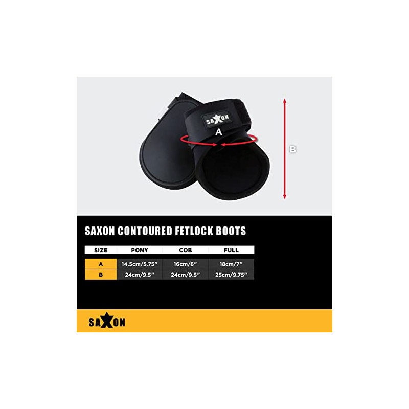 Saxon Contoured Fetlock Boots, Black/Blue, Full