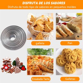 CHENGBAO 12 piezas Galletas Redondos Moldes Rosquillas,Cortadores de Galletas Redondos Moldes Rosquillas,Moldes de Anillo de Acero Inoxidable (Plateado)