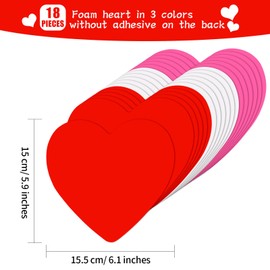 388 Pcs Valentine's Day Foam Heart Stickers Kit Includes 18 Pcs Colorful Large Foam Hearts and 370 Pcs Colorful Glitter Self-adhesive Heart Foam Stickers for Valentine's Day DIY Craft Supplies