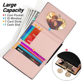 YINHEXI Wallet for Women, Cute Wallet Card Holder, Small Trifold RFID Blocking Purse, Cute Small Leather Mini Short Purse with Coin Pocket for Girls, Ladies (Black)