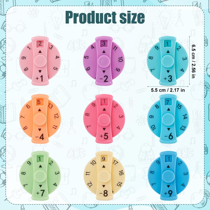 9 Pcs Math Fact Fidget Spinners, 9 Styles Colorful Math