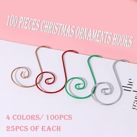 T-Antrix Ornament Hooks, Christmas Ornament Hangers, Christmas Tree Hanger Baubles Ball Xmas Decoration S Hooks, 45mm 100 PCS