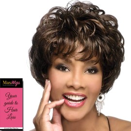 Joleen Wig Color 34 - Vivica Fox Wigs 4" Short Full Layered Shag Synthetic Fiber Pure Stretch Average Cap Natural Looking Side Skin Part Black Womens Bundle MaxWigs Hairloss Booklet