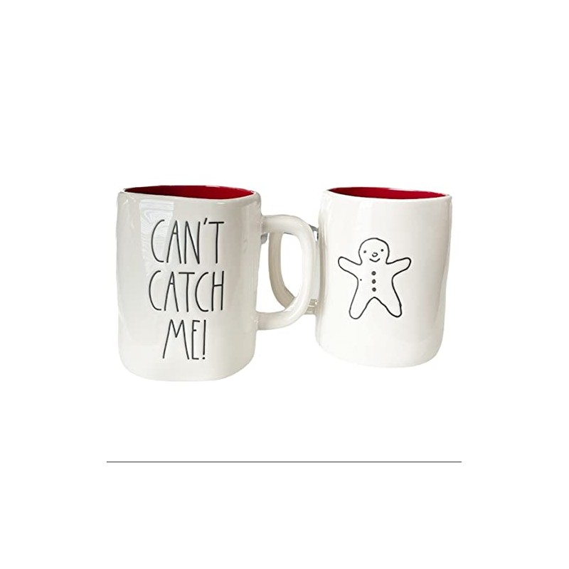 Rae Dunn CAN’T CATCH ME! Double Sided Ceramic Red Inside