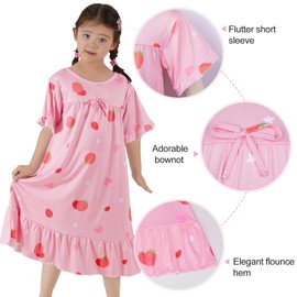 MHJY Matching Girls & Doll Nightgowns Vintage Short Sleeve Sleepwear Pajamas Dress for Girls and American 18" Girl Doll