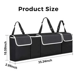 Car Trunk Organizer, 4 Storage Pockets Large Capacity, 36.2 x 11 x 3.9''