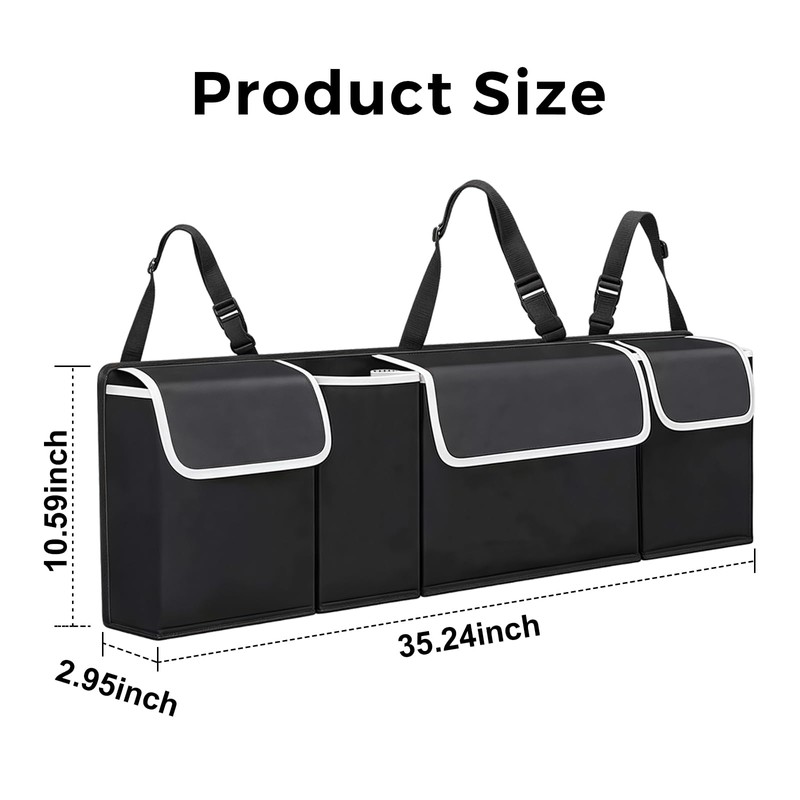 Car Trunk Organizer, 4 Storage Pockets Large Capacity, 36.2 x