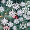 Oviovky 36 Pack Plastic White Snowflake Ornaments, Christmas Tree Decorations,