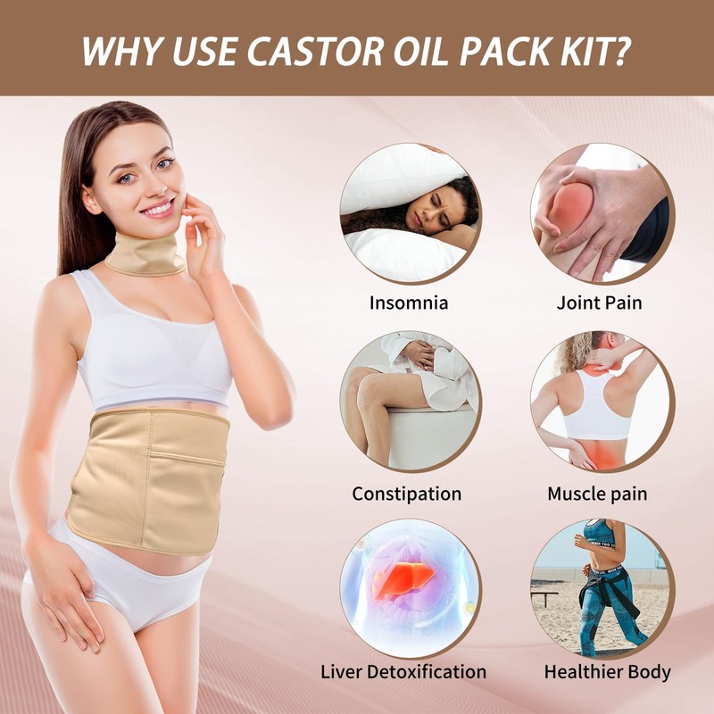 Castor Oil Pack Wrap, 3 Pcs Reusable Organic Cotton Pack
