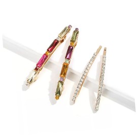 WOONEKY Colorful Acrylic Spring Hair Clips Set of 4 Diamond Accents for Women Chic Hair Barrettes for Styling and Updos for Girls Fashion Accessories