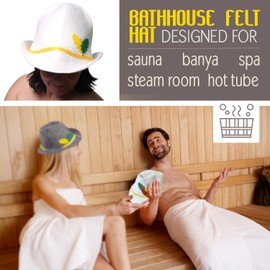 PetriStor Sauna Hat Tyrolean hat - Sauna Hat for Men for Women - Wool Bathhouse (White)