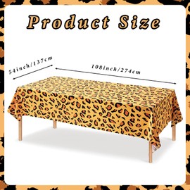 POPOYU Jungle Safari Animal Leopard Print Plastic Tablecloths,Leopard PVC Table Cover for Animals Party Decor,Plastic Cloth Kids Adults Zoo Supplies, 137cm x 270cm