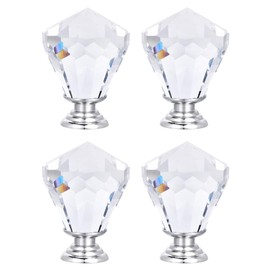 tooloflife 4Pcs Crystal Glass Door Knob, Drawer Door Handle Cupboard Pull for Home Kitchen Office (31mm x 43mm)