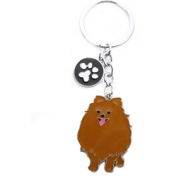 F reedale Cute Metal Small Puppy Keychain Keyfob Car Bag Charm Dog Tag Chains Birthday Gift (Brown Pomeranian)