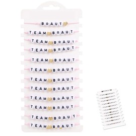 Pack of 12 JGA Bracelets Women, Team Bride Bracelets, JGA Accessories, Women Stag Party, Team Bride Bracelets, Pink, JGA Decoration for Wedding Gifts, Bachelorette Party, Bridesmaid Groups, M, Plastic