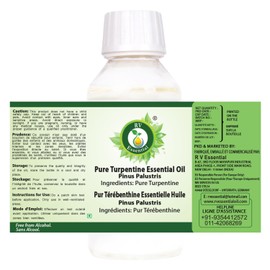 R V Essential Pure Turpentine Essential Oil 200 ml (6.76 ounces) - Pinus Palustris (100% Pure and Natural Steam Distillated) Pure Turpentine Essential Oil