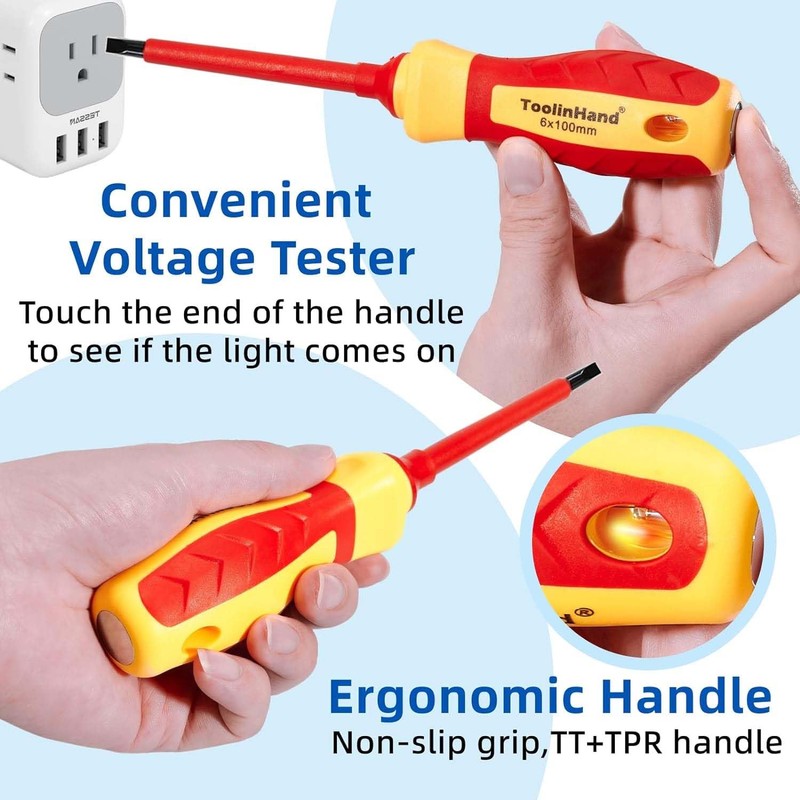 ToolinHand 9 PCS 1000V Insulated Electrical Screwdriver Set, 4 Phillips
