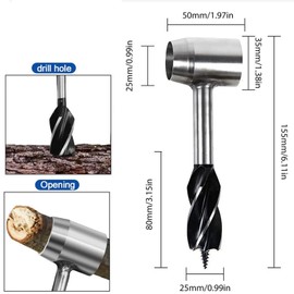Bushcraft Settlers Tool Survival Hand Auger Wrench - Bestgle Bush Craft Gear and Equipment Scotch Eye Wood Drill Peg and Manual Hole Maker Multitool for Camping, Bushcrafting