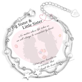 FANCIBAND Sister Gifts From Sister Silver Bracelet For Women Star Charm Bracelets For Women Birthday Graduation Valentine's Day Christmas Gift For Girls