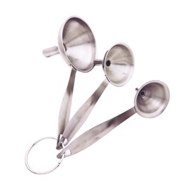 3 in 1 Metal Funnels 3Pcs Stainless Steel Kitchen Funnels Set for Transferring Essential Oils Liquid Fluid Spice Dry Ingredients Powder