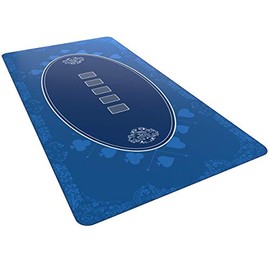 Bullets Playing Cards - Poker Layout - Table Top Mat 63" x 31.5" - Deluxe Playing mat for Casino Night - Blue