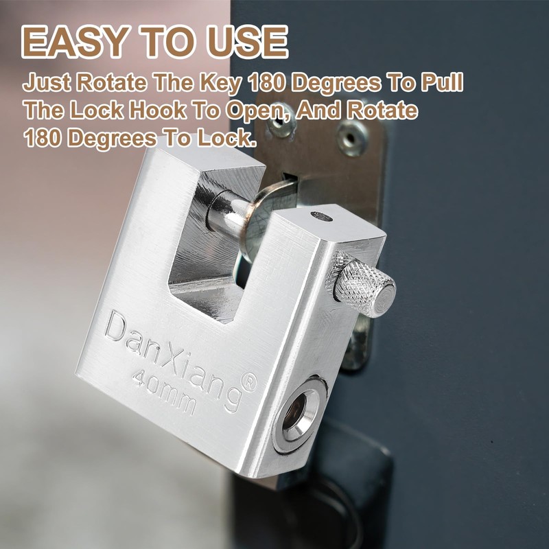 PATIKIL High Security Padlock, 2Pcs 2.8 Inch Steel D-Shaped Heavy