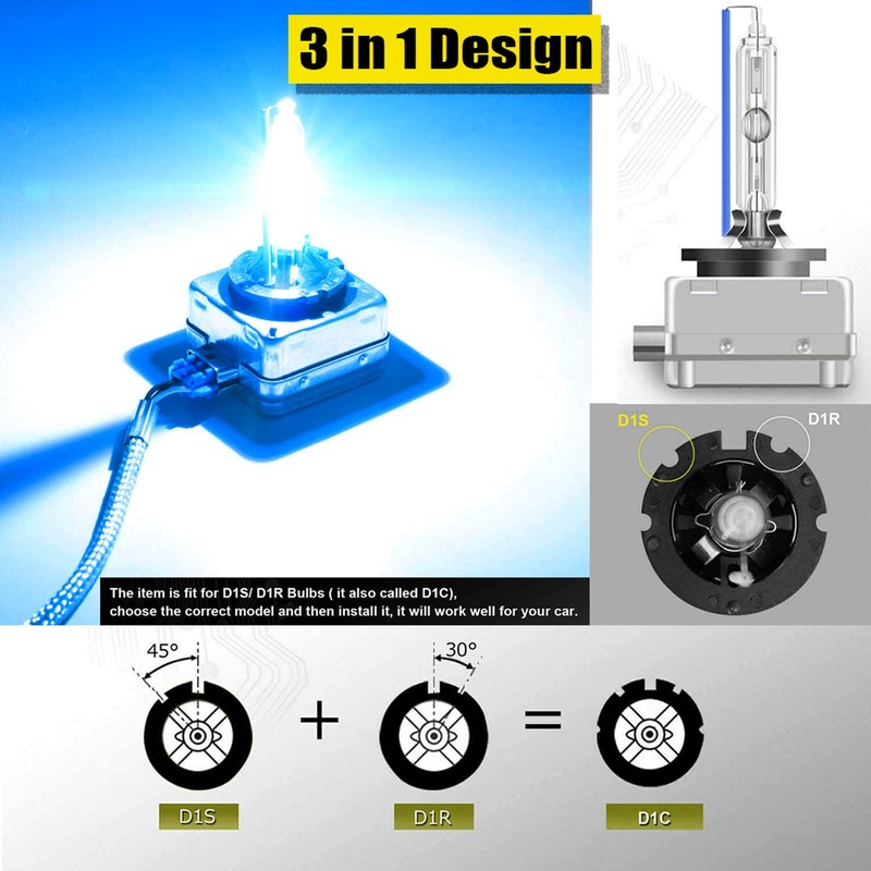 SPOLI Xenon Bulb HID D1S, 8000K Blue Car Headlight Bulb
