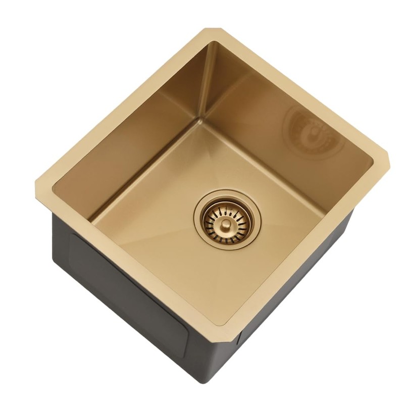 BoomHoze Gold Bar Sink, 13 x 15 Inch Undermount Kitchen