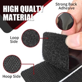 FR 20Pcs 1x6 inch Black Hook and Loop TapeBack Interlocking Nylon Fabric Fastener Heavy Duty Adhesion Strip Tape reclosable