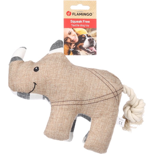 Flamingo Toy for Dogs Wigri Rhino with Rope Beige -