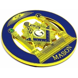 FREEMASON Masonic 3" Inch  Cut out Car Auto Emblem  Blue // Gold DMCE02