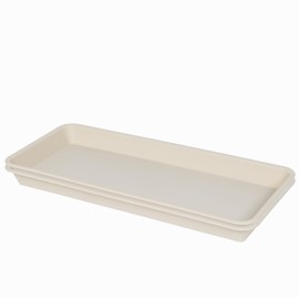 VUWEZ 2 Pack of Plastic Plant Tray Saucer Rectangular 24 inch, Plant Trays Saucers for Indoors Outdoor, Plant Water Drip Tray for Flower Pot Planter, Windowsill Plant Tray (8 X 24'', Beige)