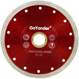 GoYonder Super Thin 7" Grinder Blades tile blade, Diamond Saw Blade for Cutting Porcelain Tiles Granite, 180mm Tile Cutting Blade for Angle Grinder (7inch-Red)