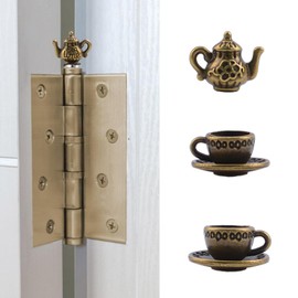 UFURMATE Hinge Head Home Decoration 3Pcs Magnetic Vintage Mini Teacup Hinge Heads Decorative Topper Creative Bronzed Tea Cup Hinge Head Magnets Ornaments