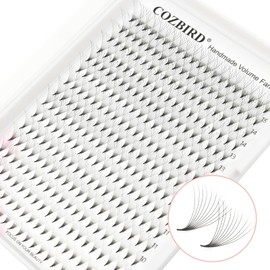 COZBIRD Premade Fans 10D Eyelash Extensions 320 Fans Volume Lash 0.07mm C curl 10mm Pointy Base Sharp Narrow Stem Fluffy Matte Black Soft