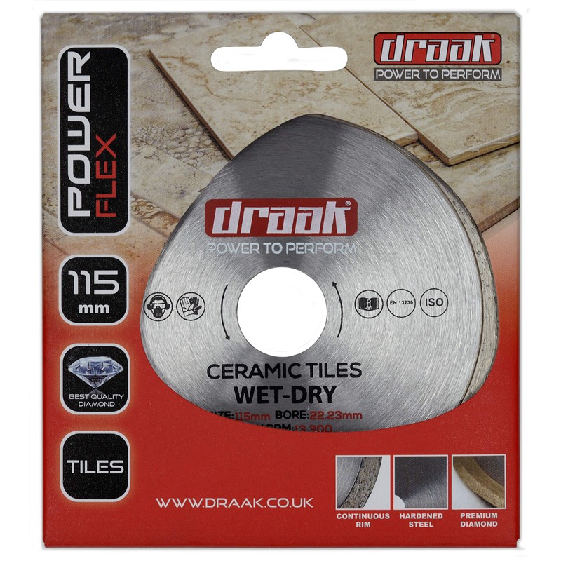 DRAAK Ceramic 115 mm Diamond Cutting Disc Wet & Dry