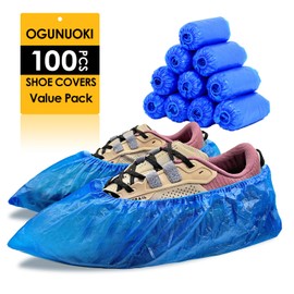 Shoe Covers Disposable Non Slip -100 Pack(50 pairs) 15.7'' Hygienic Waterproof Foot Booties Covers Recyclable Shoe Booties Covers for Indoors, Fits Up to US Men's 11 & US Women's 13