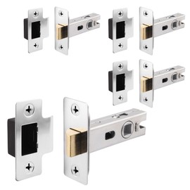 EAI Chrome Tubular Door Latch for Internal Doors - 2.5 Inch / 64mm - Pack of 4 Polished Chrome Tubular Mortice Latches