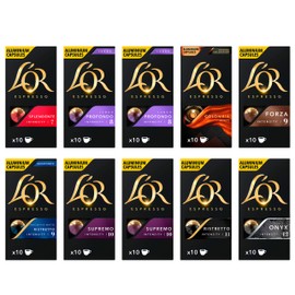 L'OR Espresso Variety Pack Nespresso Compatible Coffee Pods (Pack of 10, Total 100 Coffee Capsules)
