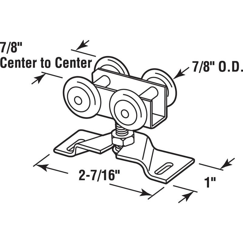 Prime-Line N 7449 Door Roller Assembly, 7/8 In, Convex, Plastic